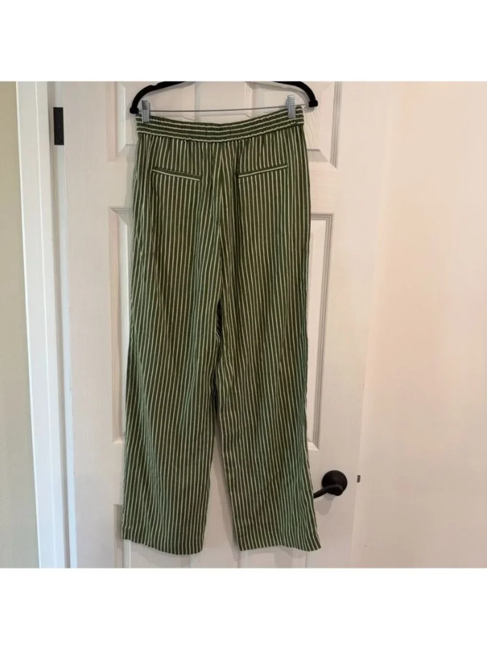 Zara Relaxed Linen Stripe Wide Leg Pants Size Medium NWT Coastal